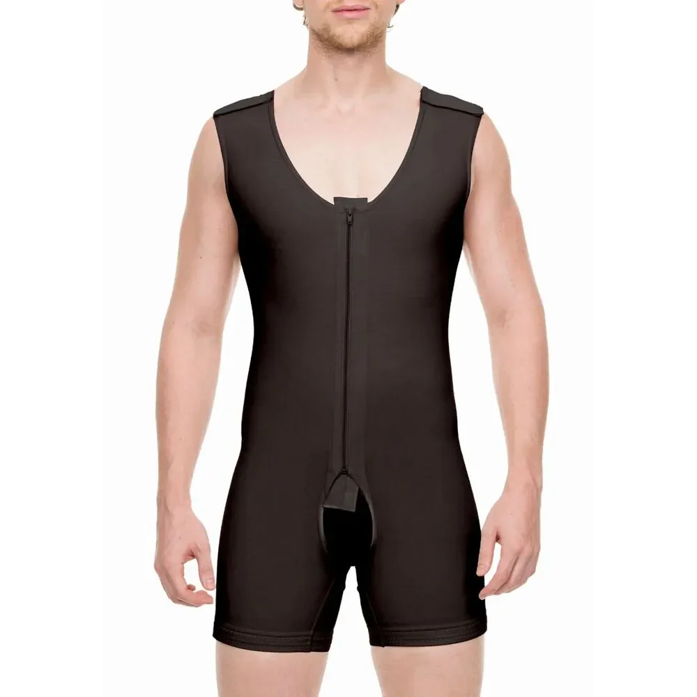 Isavela Medium Recovery Bodysuit Mens Post Surgery Firm Compression Thigh Length